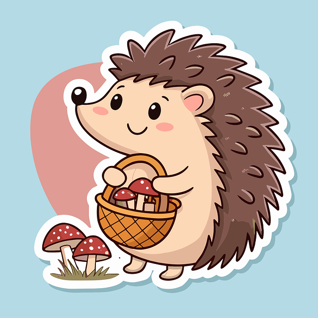 Free ai generated hedgehog hedgehog with mushrooms vector