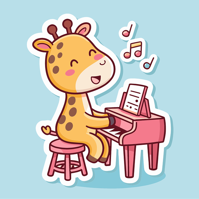 Free ai generated giraffe giraffe at the piano vector