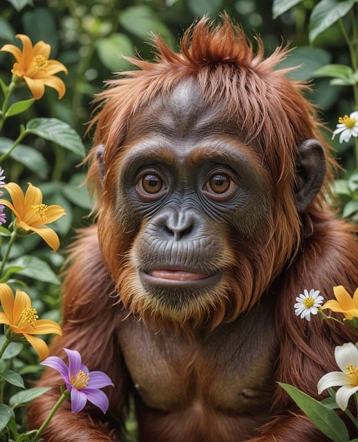 Free ai generated orangutan ape illustration