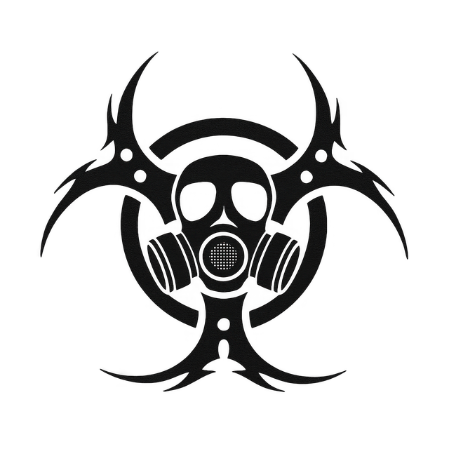 Free ai generated biohazard symbol gas mask skull illustration