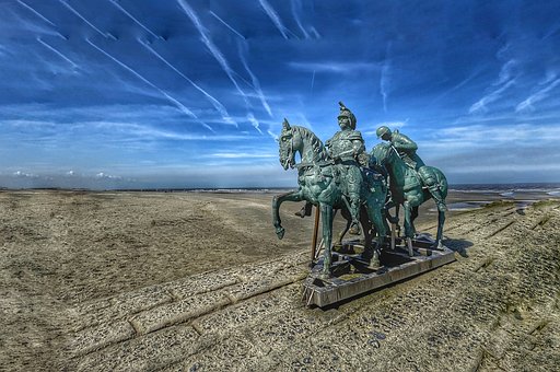 Oceaan, Zee, Zonsondergang, Zand, Golven