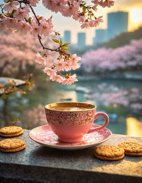 Morgen, Sakura, Blomst, Natur, Kaffe
