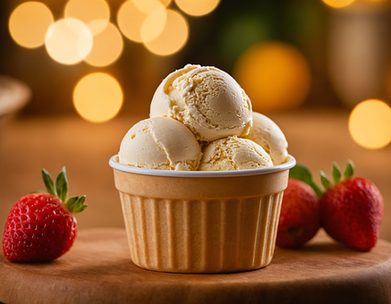 Is, Dessert, Sløring, Bokeh, Strawberres