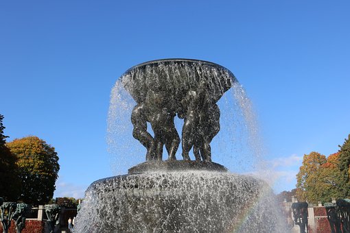 Vigelandpark, Brunnen, Oslo, Norwegen