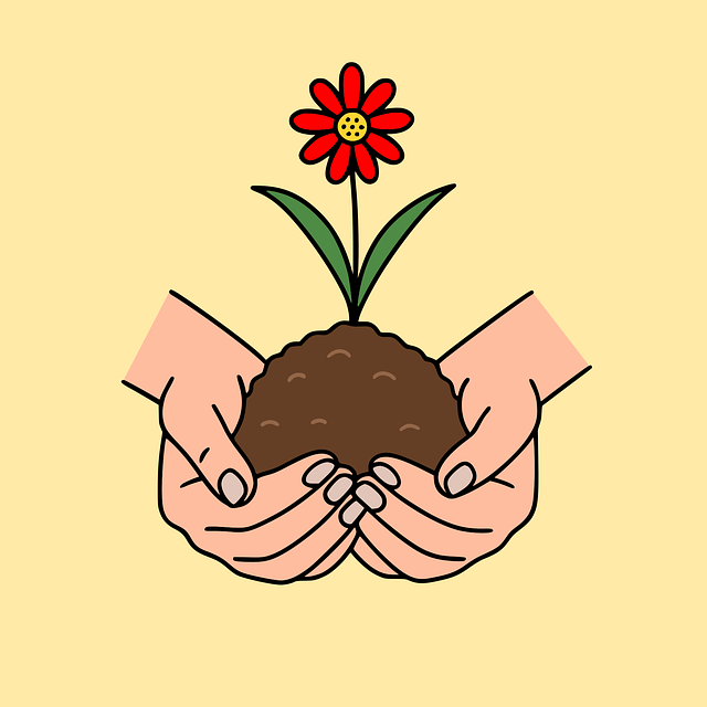 Free planting hands flower illustration