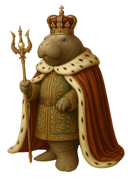 Free fantasy animal art anthropomorphic manatee royal animal vector