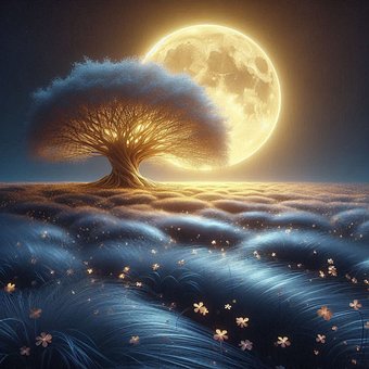 Naturaleza, Bosque, Noche, Paisaje, Luna