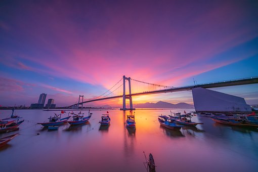 Sonnenuntergang, Thuan-Phuoc-Brücke