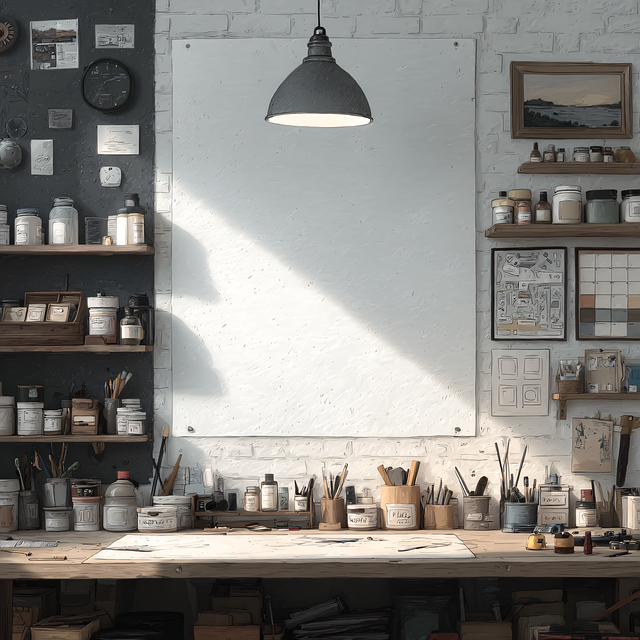 Free rustic artist studio illustration