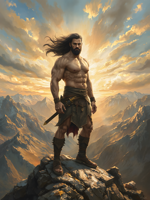 Free magnificent warrior cliff illustration