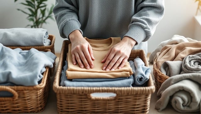 Free decluttering clothes basket illustration