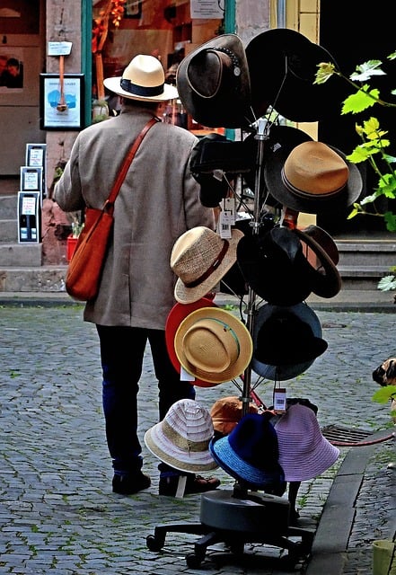 cap, man with hat, hat shop, hat fashion, street photography
