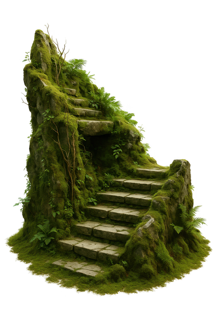 Free mossy staircase ancient steps overgrown ruins illustration