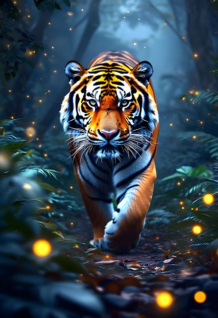 Tiger, Jungle, Nattescene, Mystisk