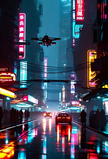 Cyberpunk, Neon By, Futuristisk, Sci-Fi