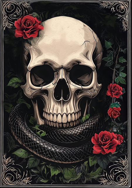 Free Skull Roses illustration and picture