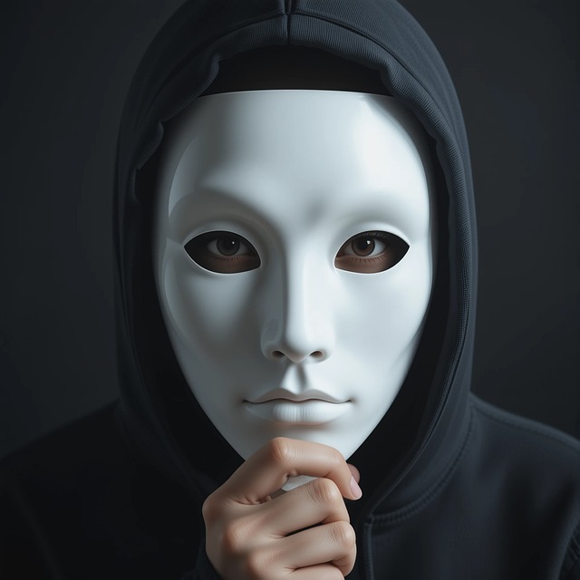Free black hooded sweatshirt white mask illustration