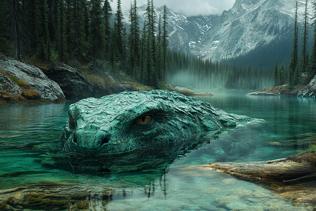 Free lake monster dragon lake illustration