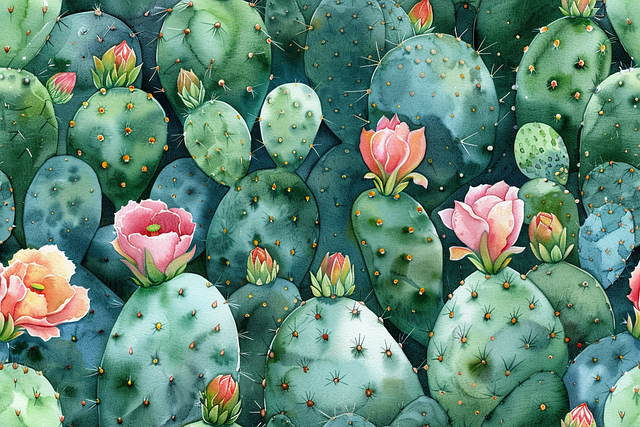 Free ai generated cactus watercolor illustration