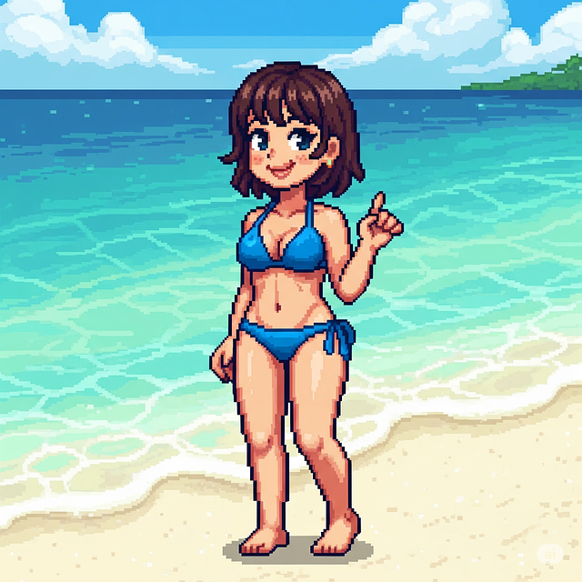 Free woman bikini pixelart illustration
