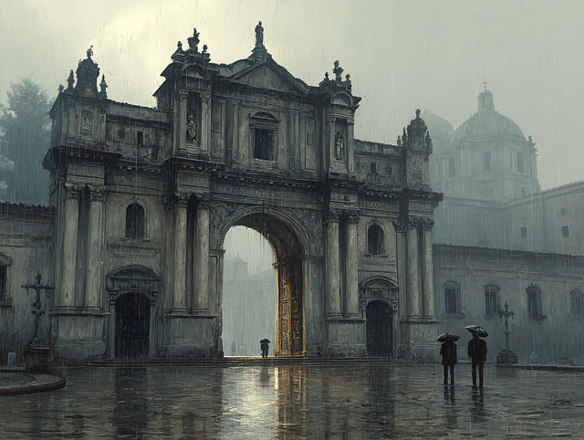 Download free HD stock image of Ai Generated Cemetery Free ai generated cemetery entrance illustration
