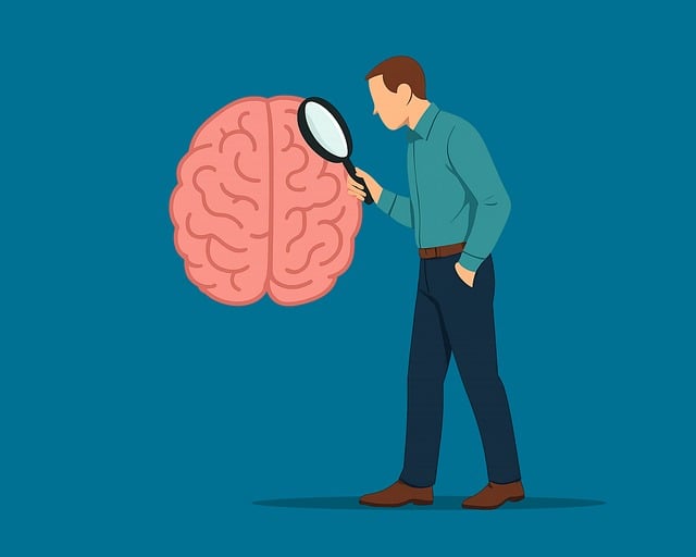 Free brain magnifying glass research illustration