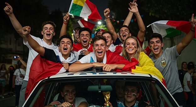 Fußball, Fans, Feier, Sieg, Menge