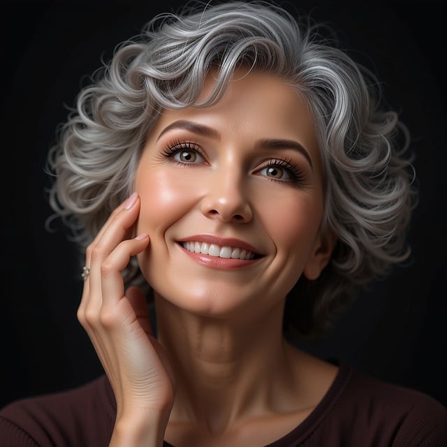 Free elegant senior woman smiling illustration