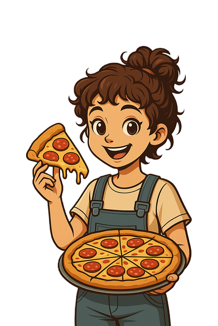 Free pizza girl pepperoni illustration