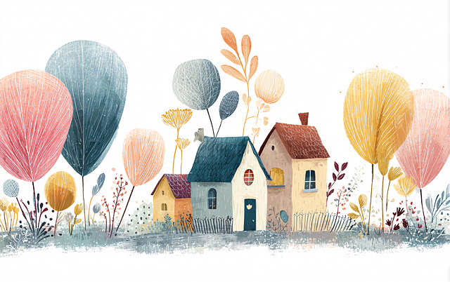 Free fairy tale watercolor fantasy house illustration
