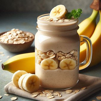 Saludable, Batido, Plátano, Avena, Fruta