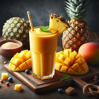 Saludable, Batido, Ananá, Piña, Mango