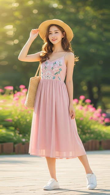 Ai Gegenereerd, Vrouw, Roze Jurk, Zomer