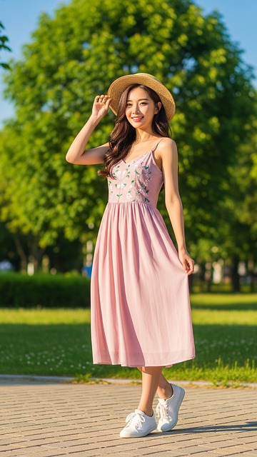 Ai Gegenereerd, Vrouw, Roze Jurk, Zomer