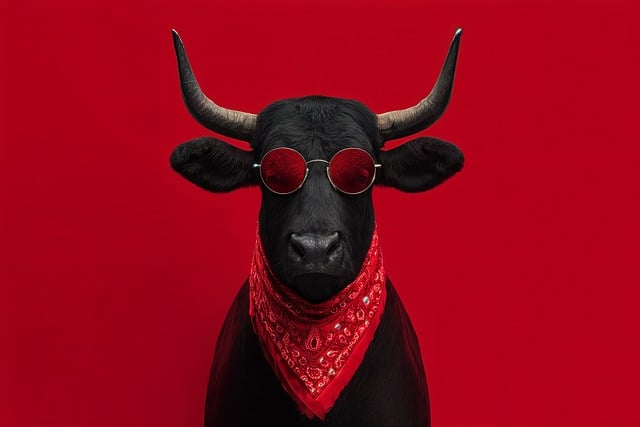 Free ai generated bull sunglasses illustration
