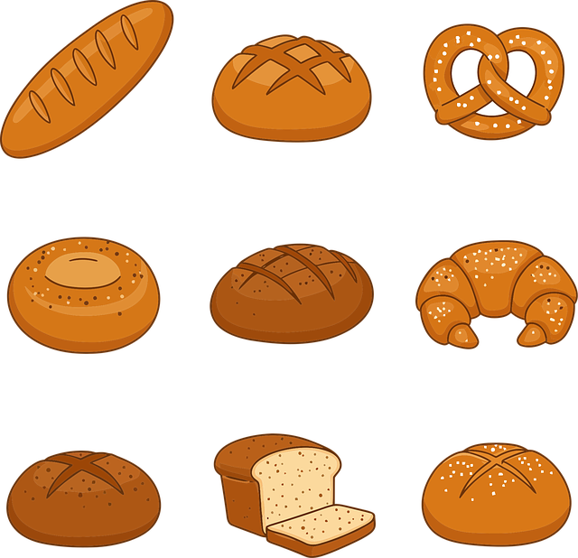 Free bread baked goods cartoon vector
