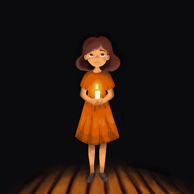 Free girl candle light illustration