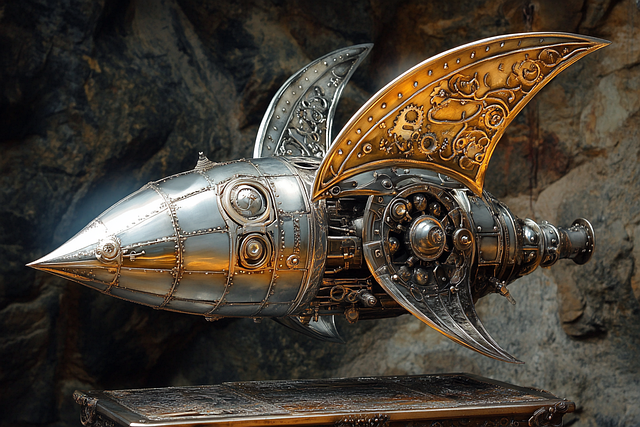 Free flying machine steampunk silver illustration