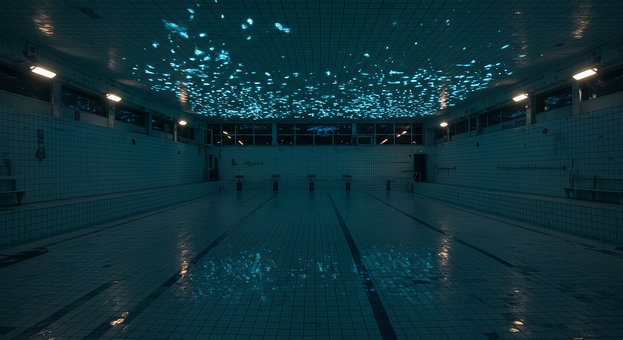 Svømmepøl, Indendørs Pool, Nat, Vand