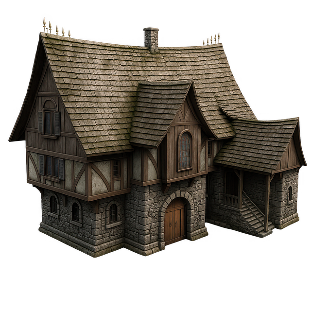 Free medieval house timber frame fantasy home illustration