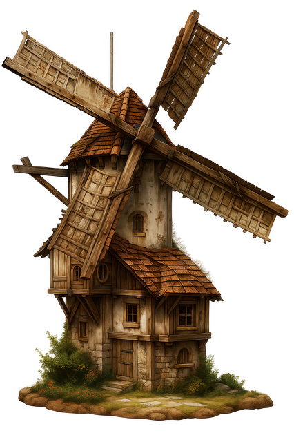Free windmill rustic building old windmill illustration