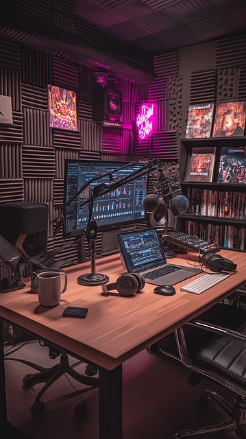 Free Podcast Studio Neon Lights illustration and picture