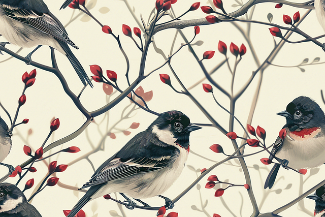 Vögel, Natur, Botanisch, Geäst, Beeren