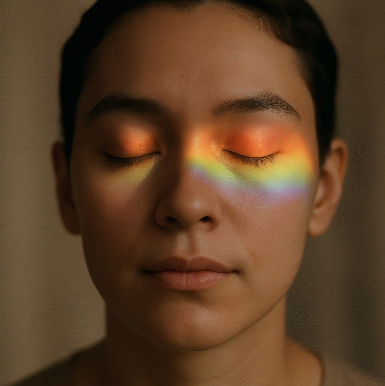 Free rainbow light face illustration