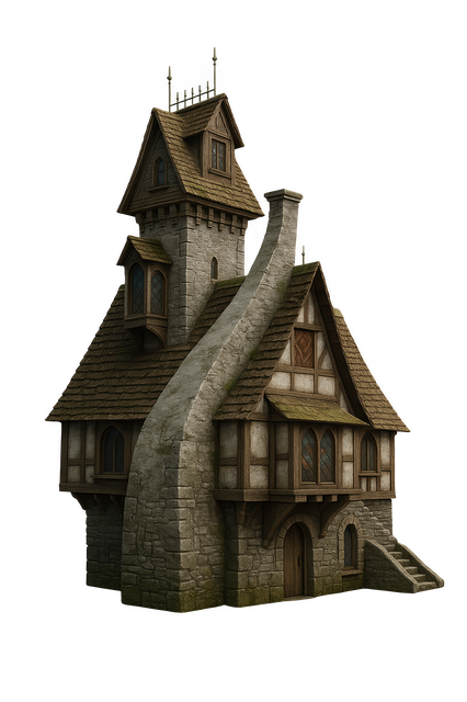 Free fantasy house medieval cottage fairytale home illustration