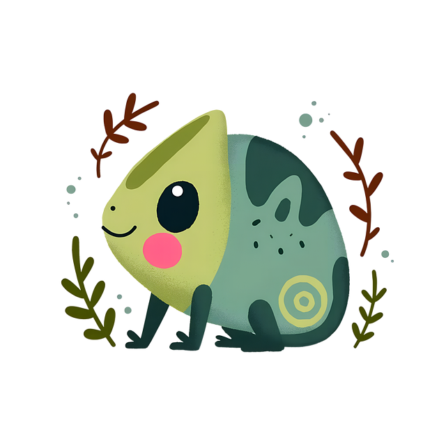 Free chameleon cute lizard illustration