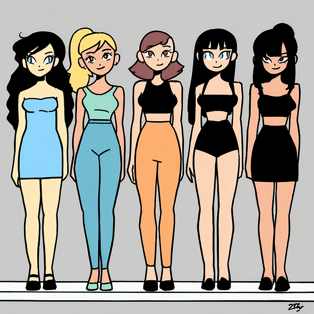 Free cartoon fashion lineup illustration