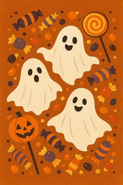 Free ai generated ghosts pumpkins illustration