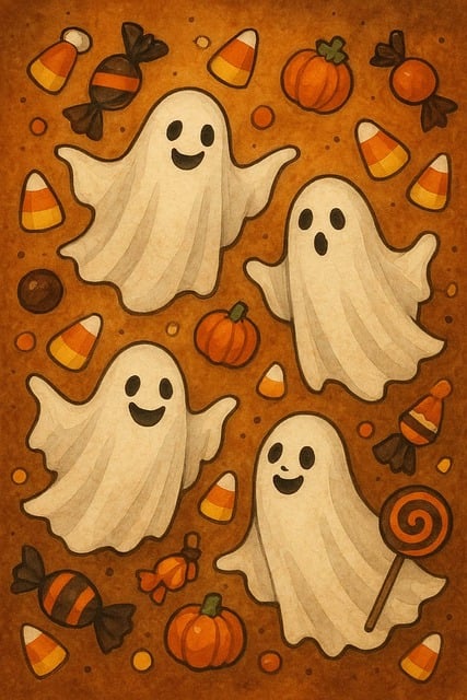Free ai generated ghosts pumpkins illustration