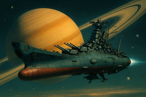 Free Yamato Space Warship War Ship illustration and picture
